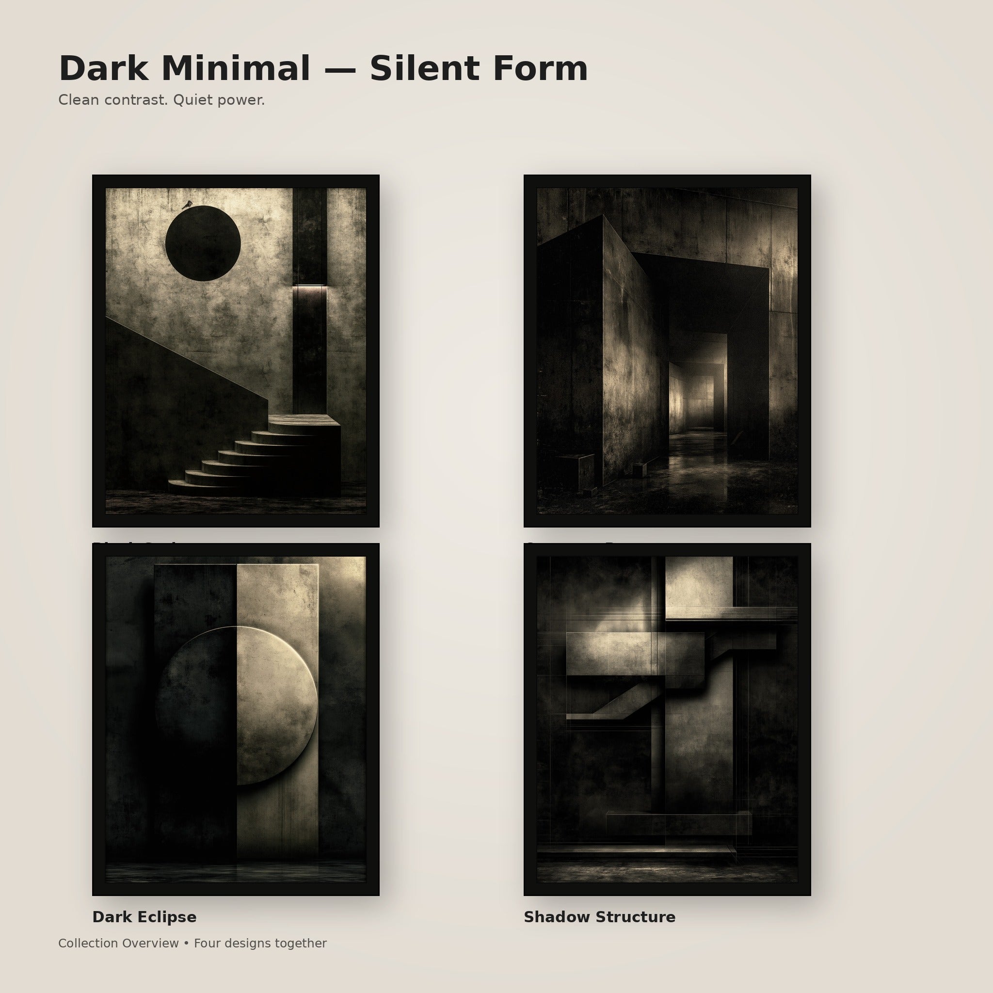 Dark Minimal Silent Form collection overview