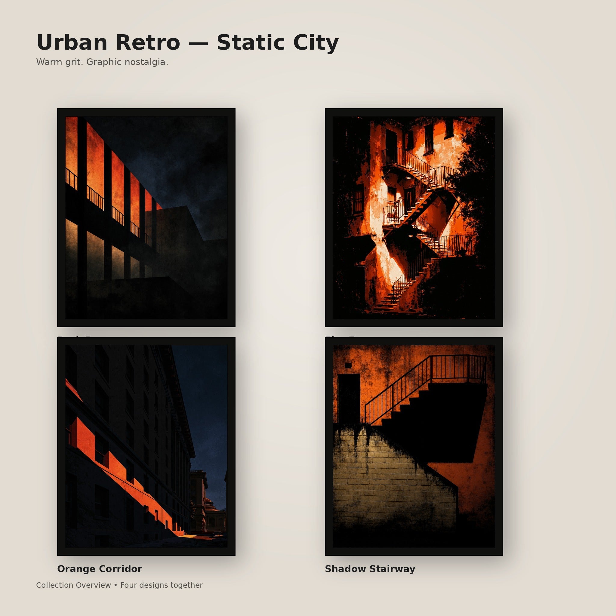 Urban Retro Static City framed wall art collection