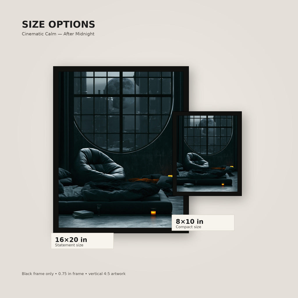 Midnight Lounge framed poster size comparison