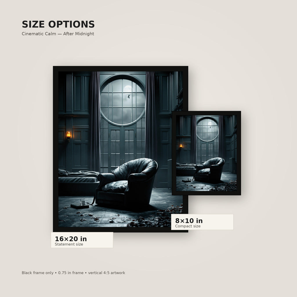 The Quiet Hour flat black frame size comparison