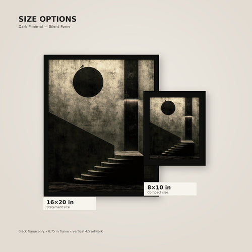 Black Stairway framed poster size comparison