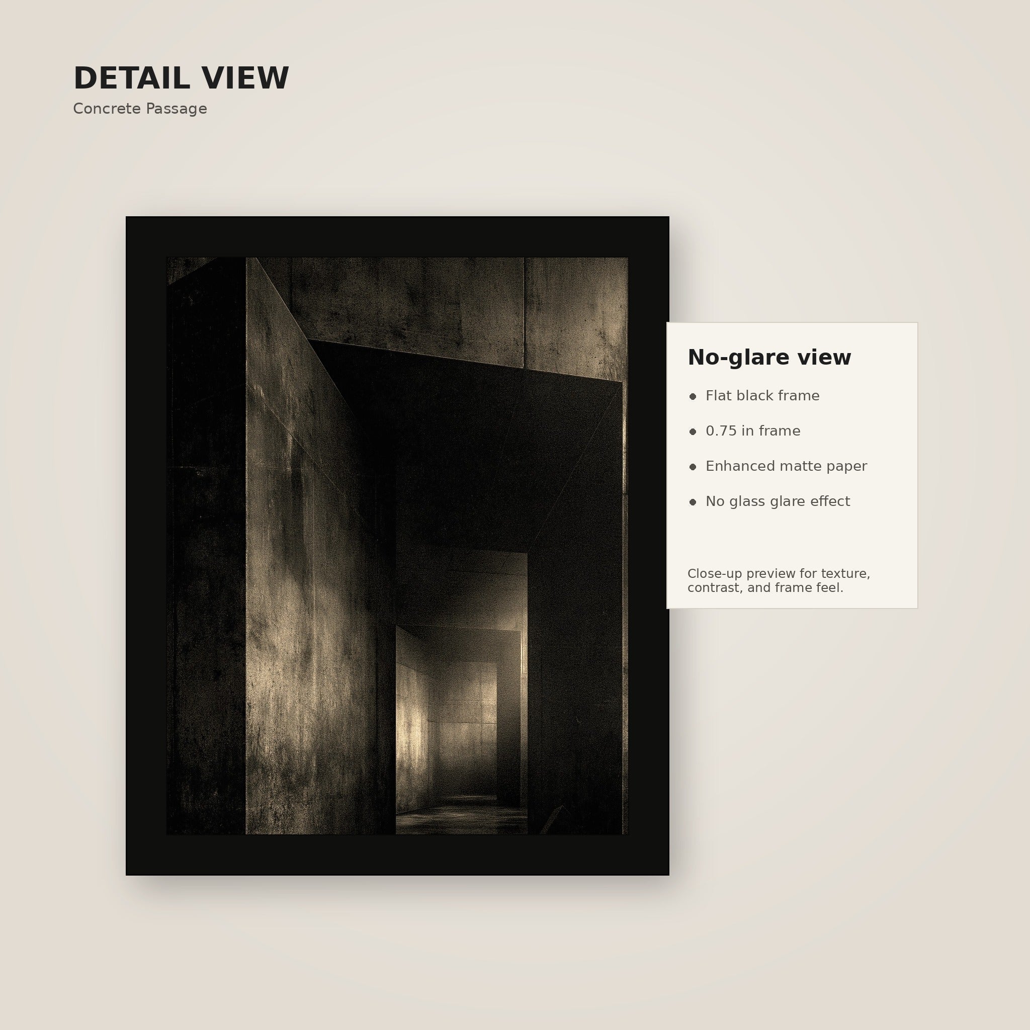 Concrete Passage framed wall art detail view