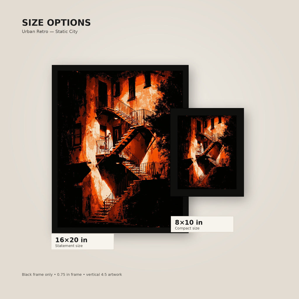 Fire Escape framed poster size comparison