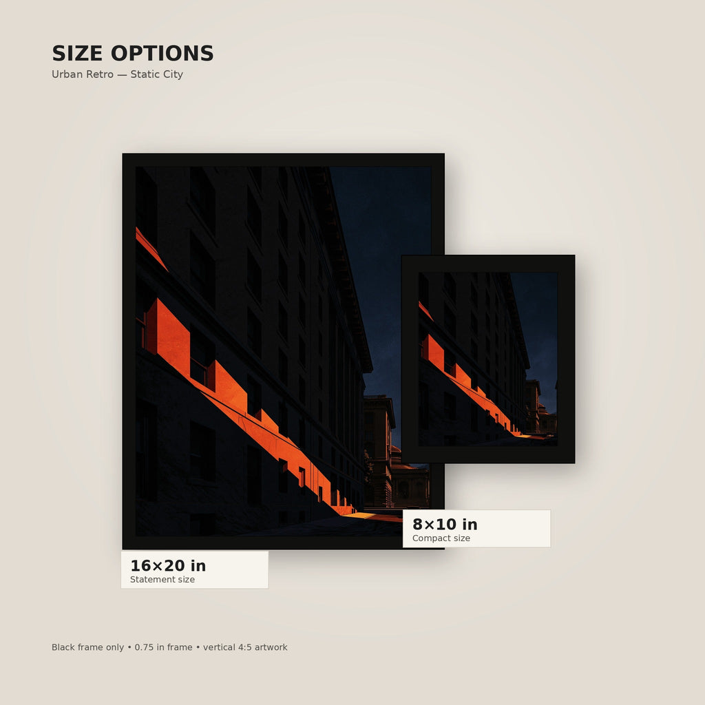 Orange Corridor framed poster size comparison