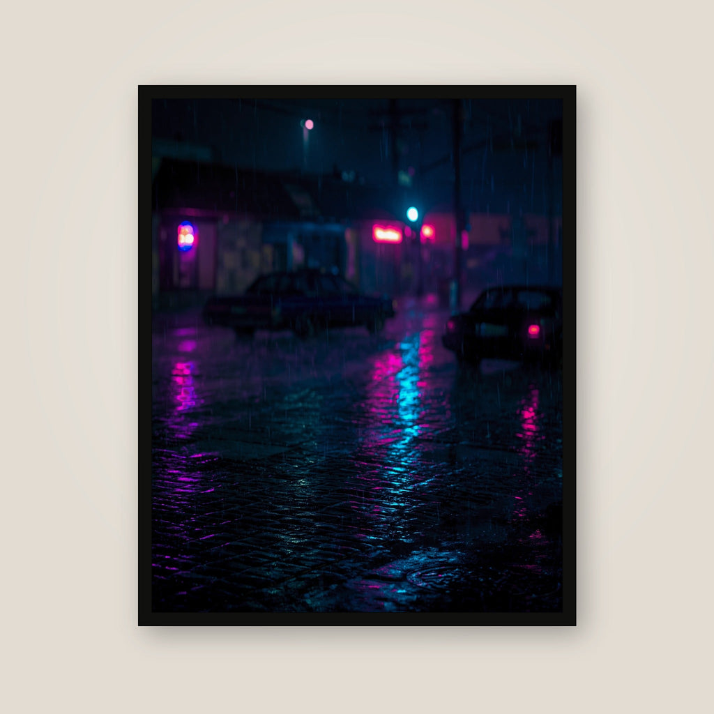 Rainy Neon Street framed wall art main product image