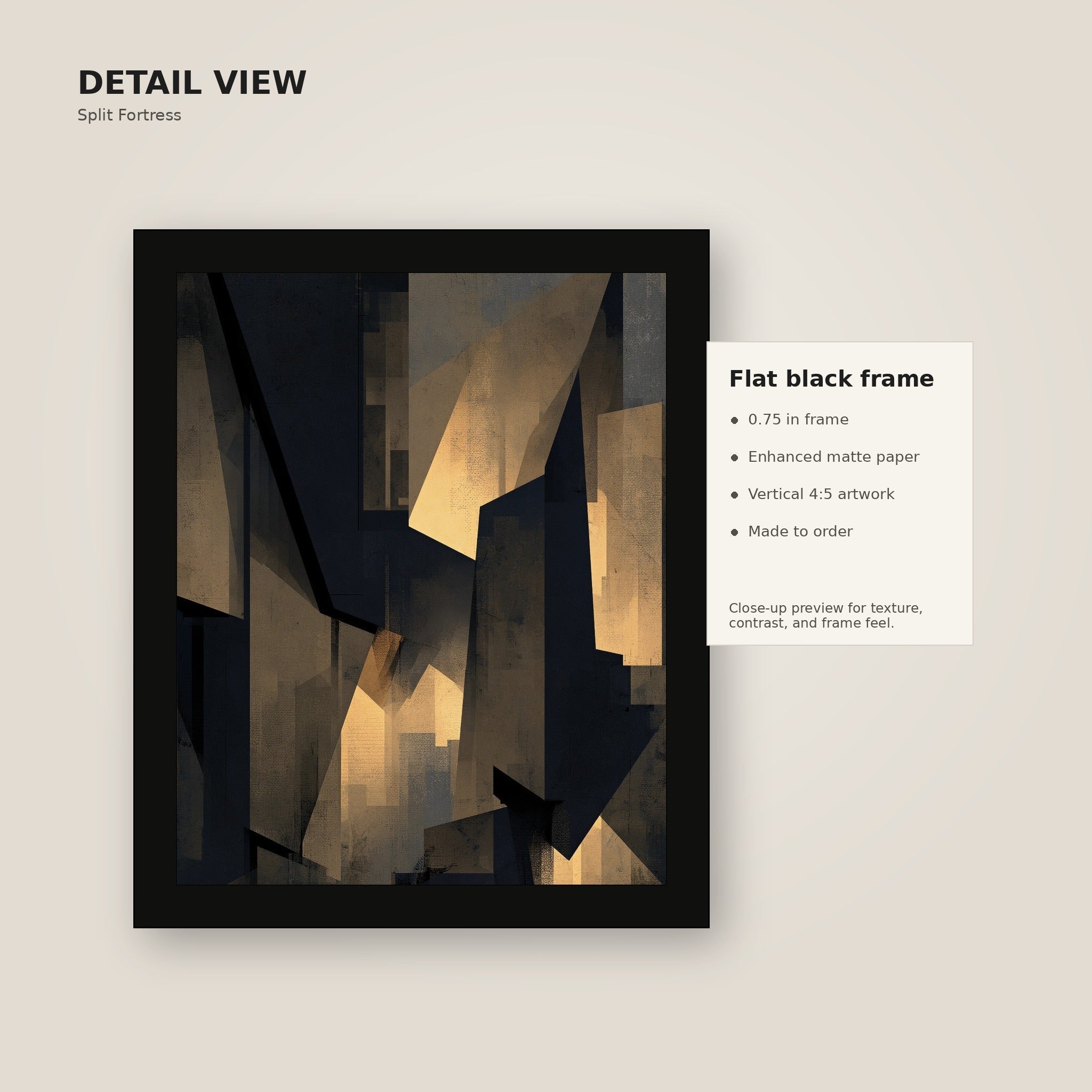Split Fortress framed wall art detail view