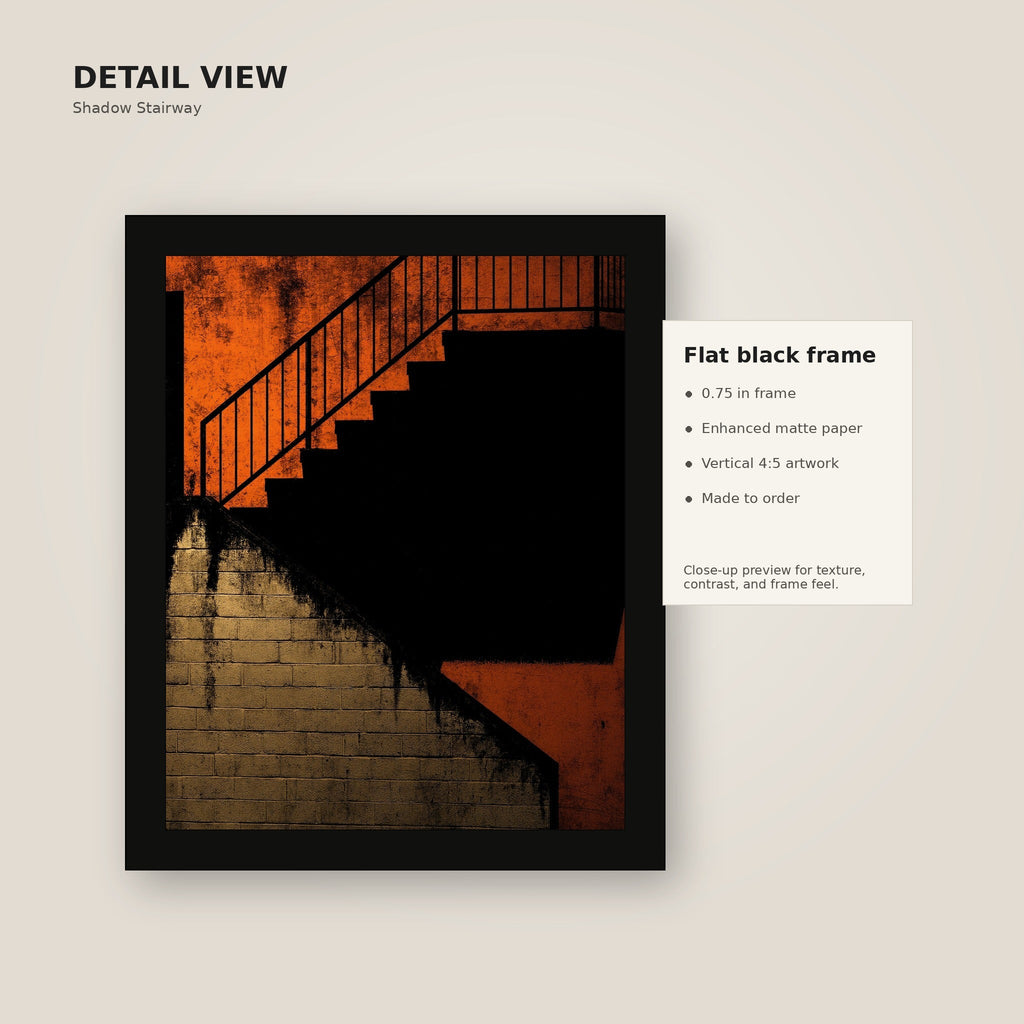 Shadow Stairway framed wall art detail view