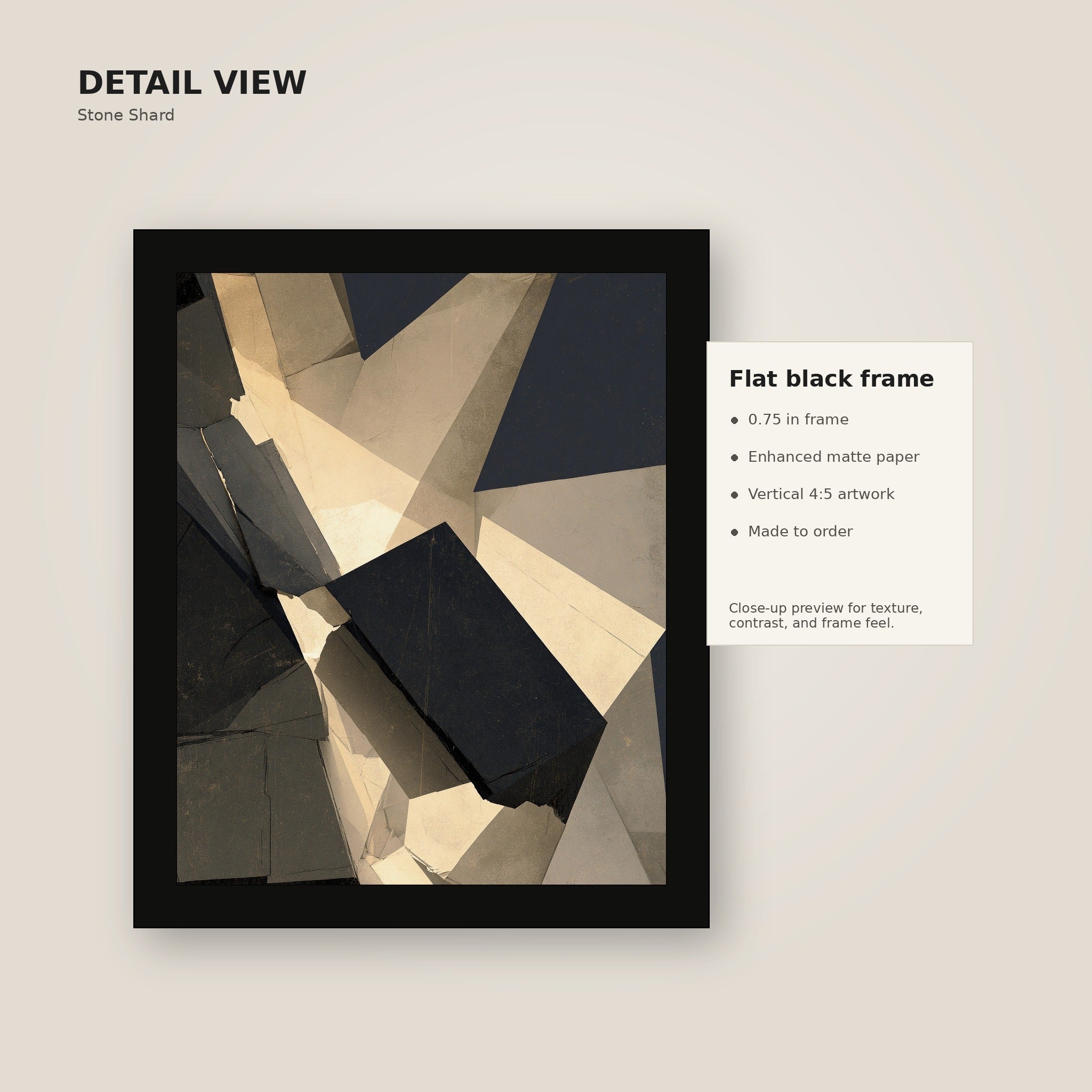 Stone Shard framed wall art detail view